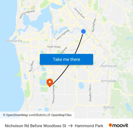 Nicholson Rd Before Woodloes St to Hammond Park map