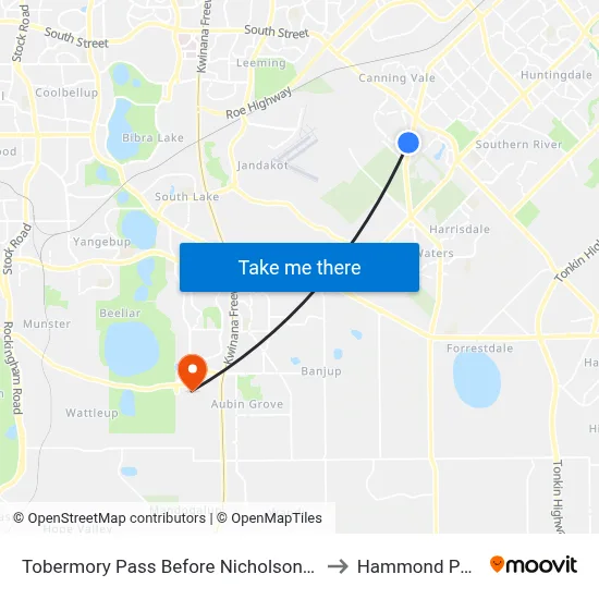 Tobermory Pass Before Nicholson Rd to Hammond Park map