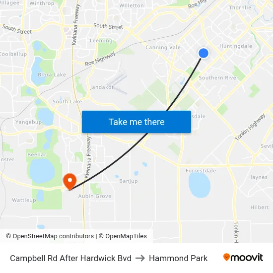 Campbell Rd After Hardwick Bvd to Hammond Park map