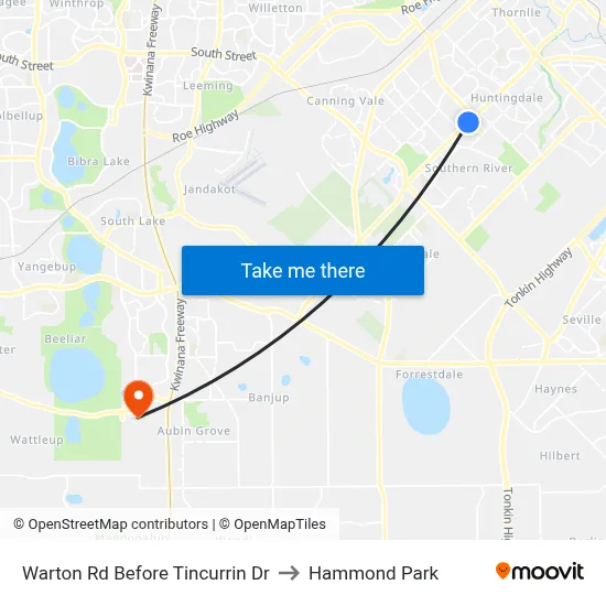 Warton Rd Before Tincurrin Dr to Hammond Park map