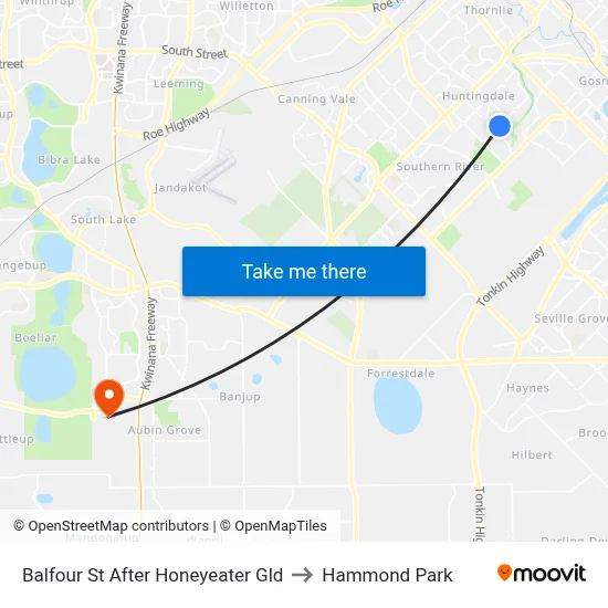 Balfour St After Honeyeater Gld to Hammond Park map