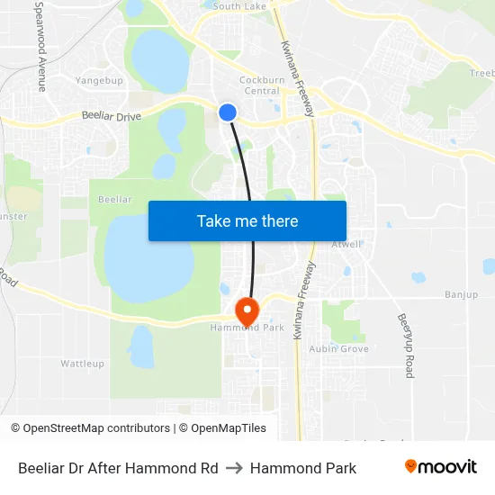 Beeliar Dr After Hammond Rd to Hammond Park map