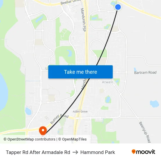 Tapper Rd After Armadale Rd to Hammond Park map