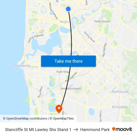 Stancliffe St Mt Lawley Shs Stand 1 to Hammond Park map