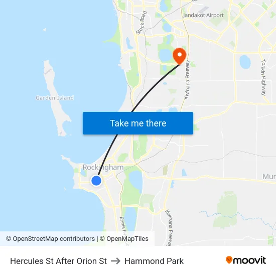 Hercules St After Orion St to Hammond Park map