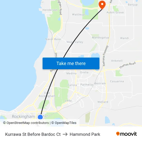 Kurrawa St Before Bardoc Ct to Hammond Park map