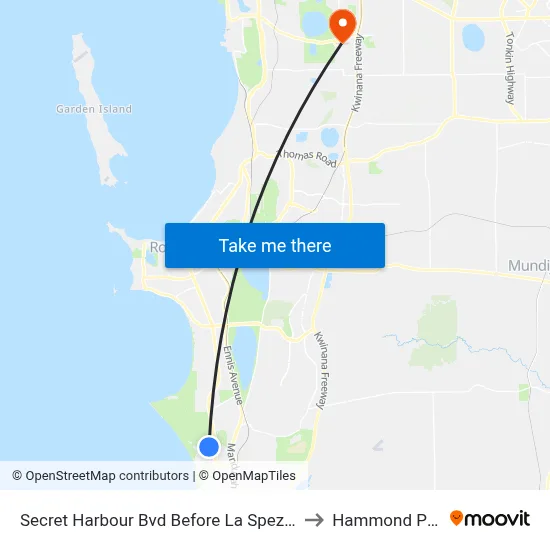 Secret Harbour Bvd Before La Spezia Dr to Hammond Park map