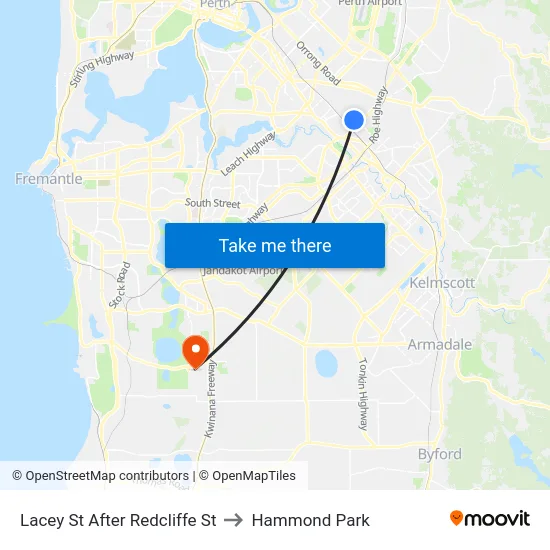 Lacey St After Redcliffe St to Hammond Park map