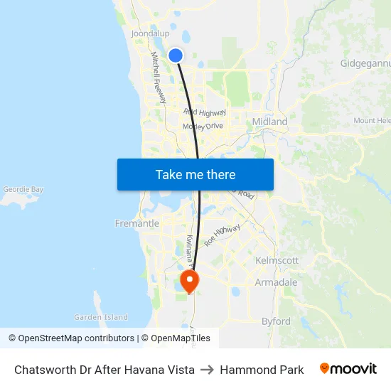 Chatsworth Dr After Havana Vista to Hammond Park map