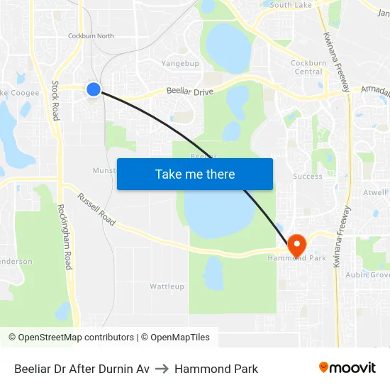 Beeliar Dr After Durnin Av to Hammond Park map