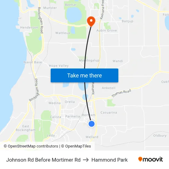 Johnson Rd Before Mortimer Rd to Hammond Park map