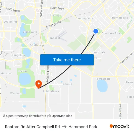 Ranford Rd After Campbell Rd to Hammond Park map