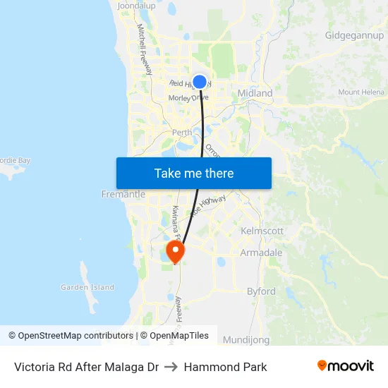 Victoria Rd After Malaga Dr to Hammond Park map