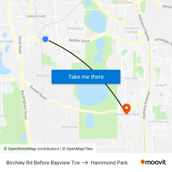 Birchley Rd Before Bayview Tce to Hammond Park map