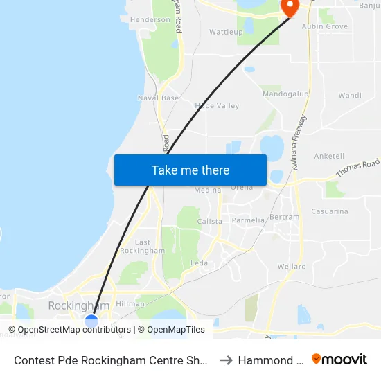 Contest Pde Rockingham Centre Shopping Ctr to Hammond Park map