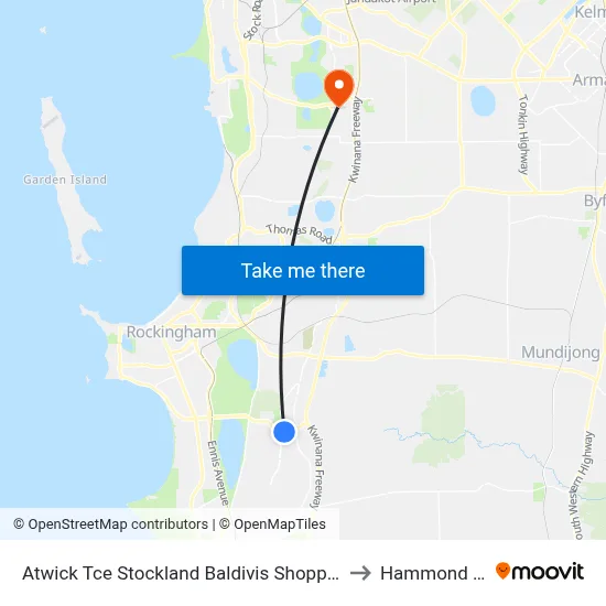 Atwick Tce Stockland Baldivis Shopping Centre to Hammond Park map