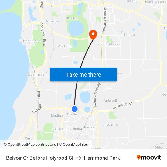 Belvoir Cr Before Holyrood Cl to Hammond Park map