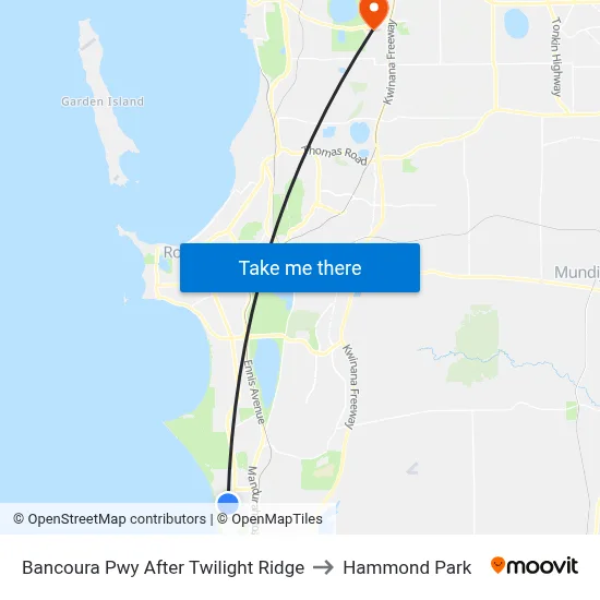 Bancoura Pwy After Twilight Ridge to Hammond Park map