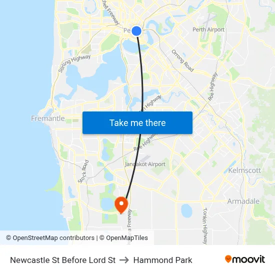 Newcastle St Before Lord St to Hammond Park map