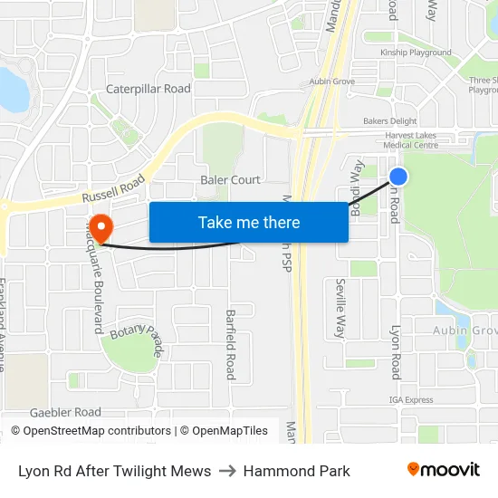 Lyon Rd After Twilight Mews to Hammond Park map