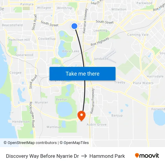 Discovery Way Before Nyarrie Dr to Hammond Park map