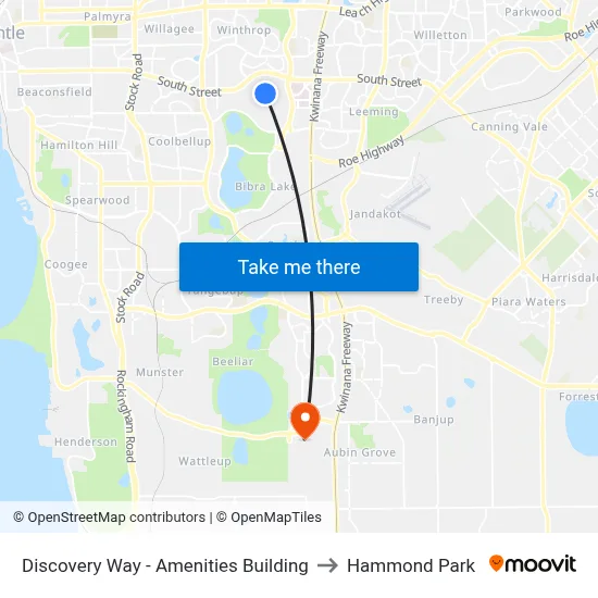 Discovery Way - Amenities Building to Hammond Park map