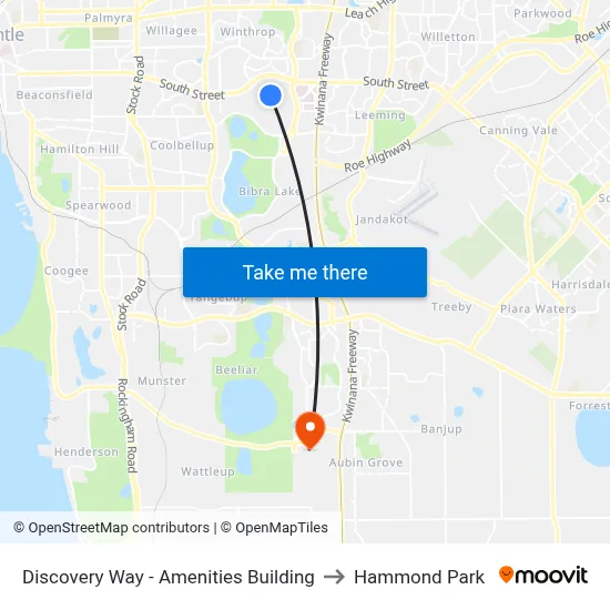 Discovery Way - Amenities Building to Hammond Park map