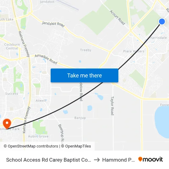School Access Rd Carey Baptist College to Hammond Park map