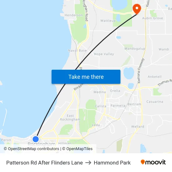 Patterson Rd After Flinders Lane to Hammond Park map