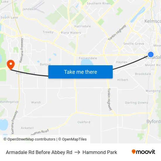 Armadale Rd Before Abbey Rd to Hammond Park map