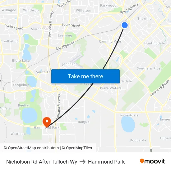 Nicholson Rd After Tulloch Wy to Hammond Park map