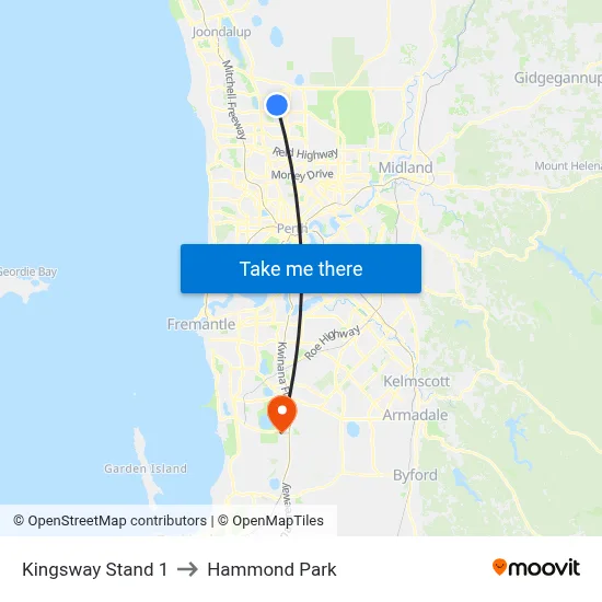 Kingsway   Stand 1 to Hammond Park map