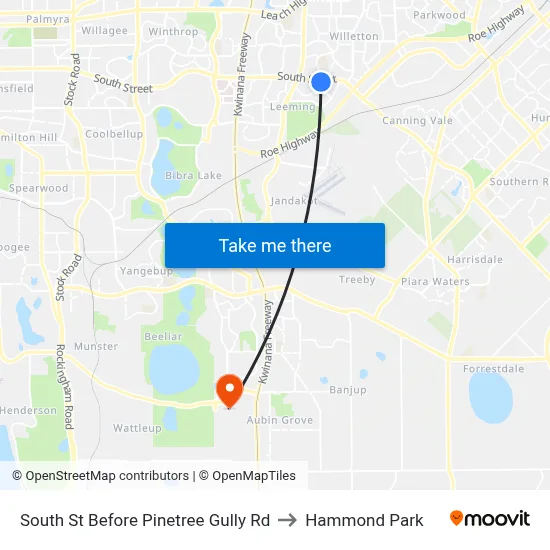 South St Before Pinetree Gully Rd to Hammond Park map