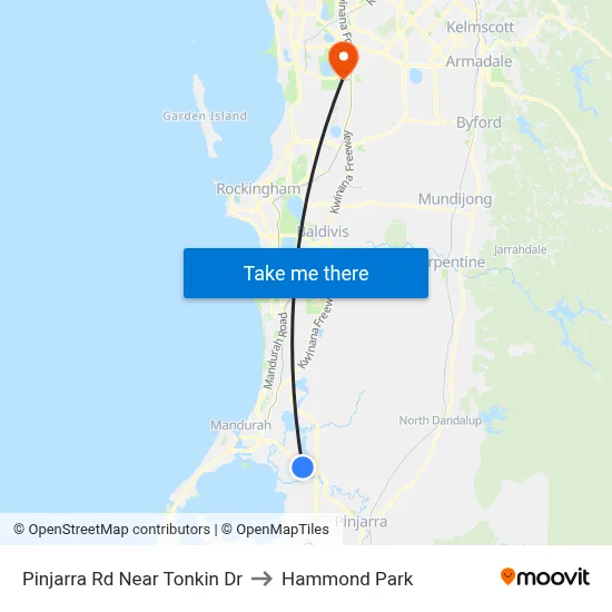 Pinjarra Rd Near Tonkin Dr to Hammond Park map