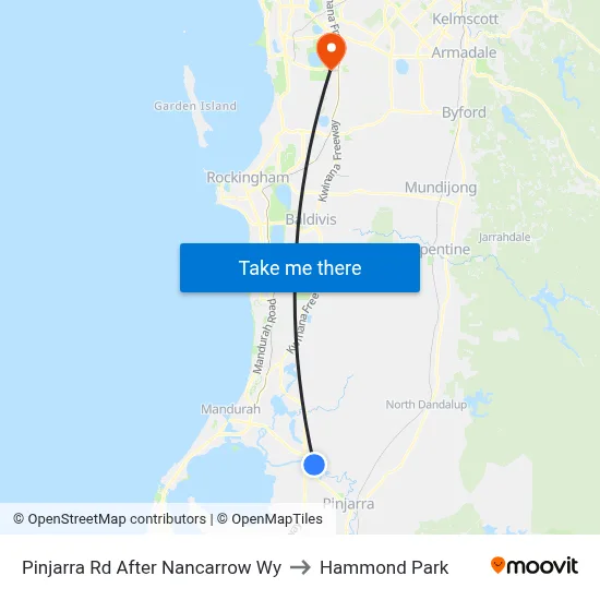 Pinjarra Rd After Nancarrow Wy to Hammond Park map
