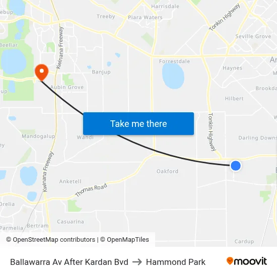 Ballawarra Av After Kardan Bvd to Hammond Park map