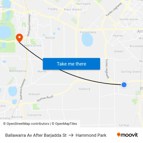 Ballawarra Av After Barjadda St to Hammond Park map