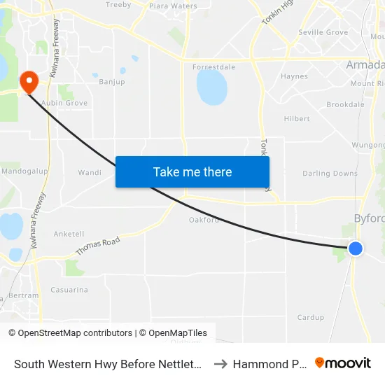South Western Hwy Before Nettleton Rd to Hammond Park map