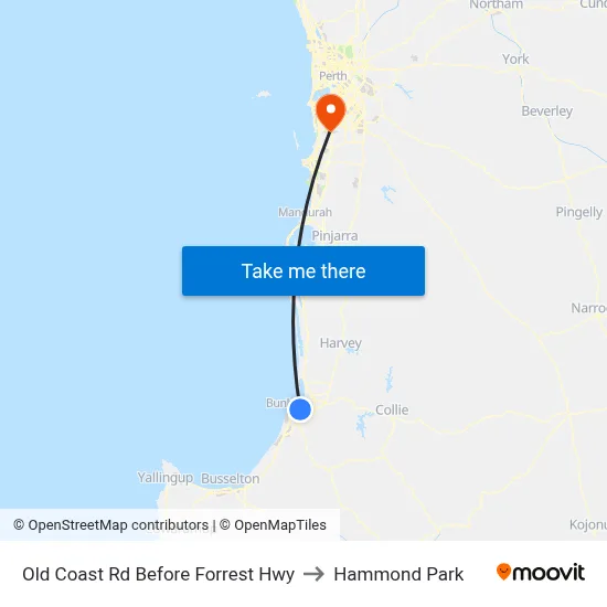 Old Coast Rd Before Forrest Hwy to Hammond Park map