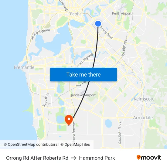 Orrong Rd After Roberts Rd to Hammond Park map