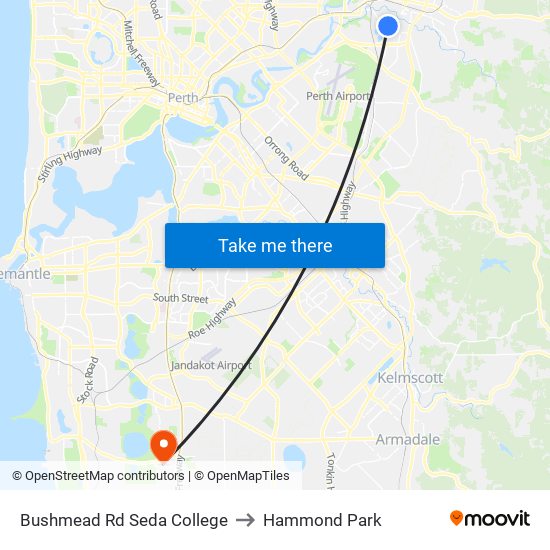 Bushmead Rd Seda College to Hammond Park map