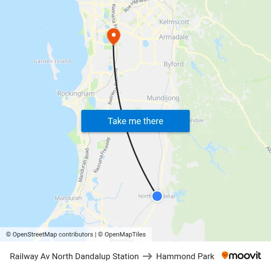 Railway Av North Dandalup Station to Hammond Park map