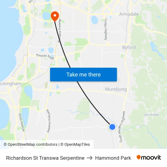 Richardson St Transwa Serpentine to Hammond Park map
