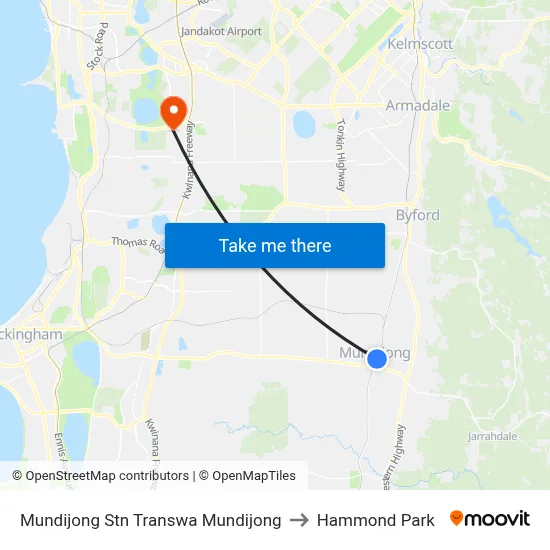Mundijong Stn Transwa Mundijong to Hammond Park map