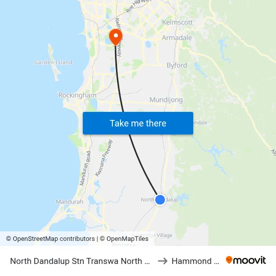 North Dandalup Stn Transwa North Dandalup to Hammond Park map