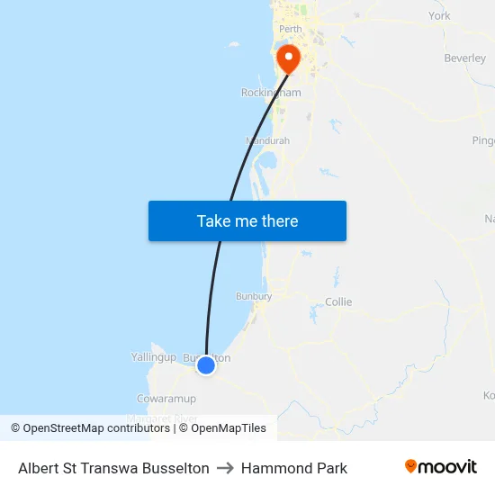 Albert St Transwa Busselton to Hammond Park map