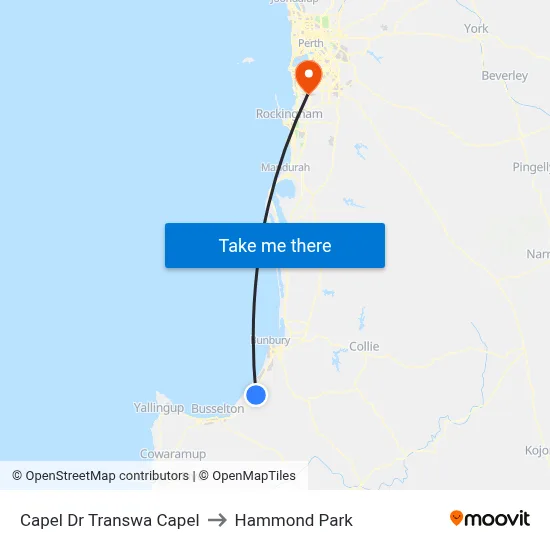 Capel Dr Transwa Capel to Hammond Park map
