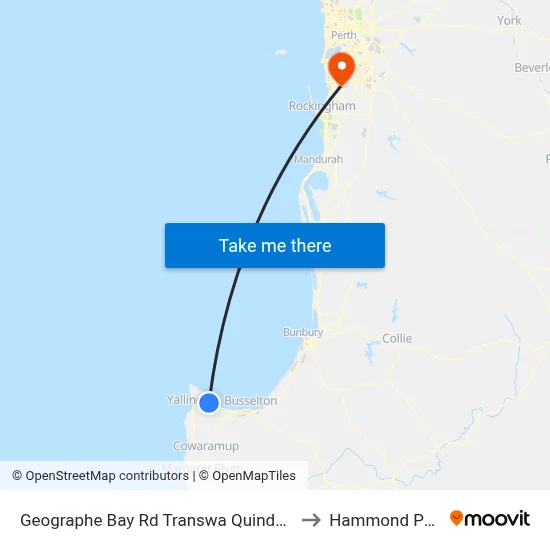 Geographe Bay Rd Transwa Quindalup to Hammond Park map