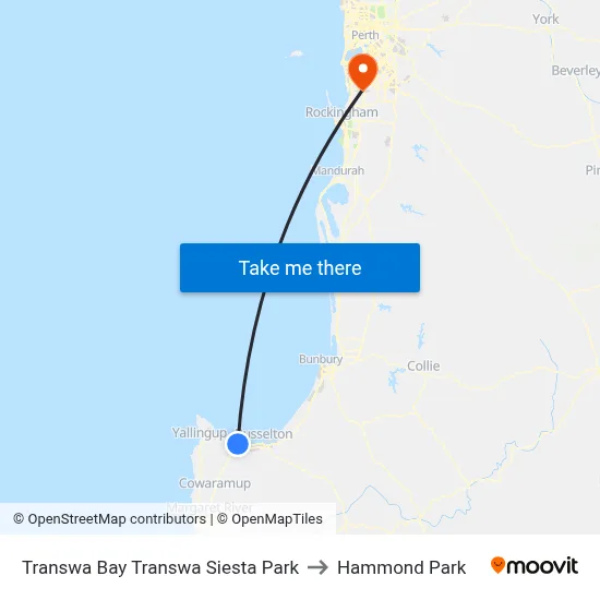 Transwa Bay Transwa Siesta Park to Hammond Park map