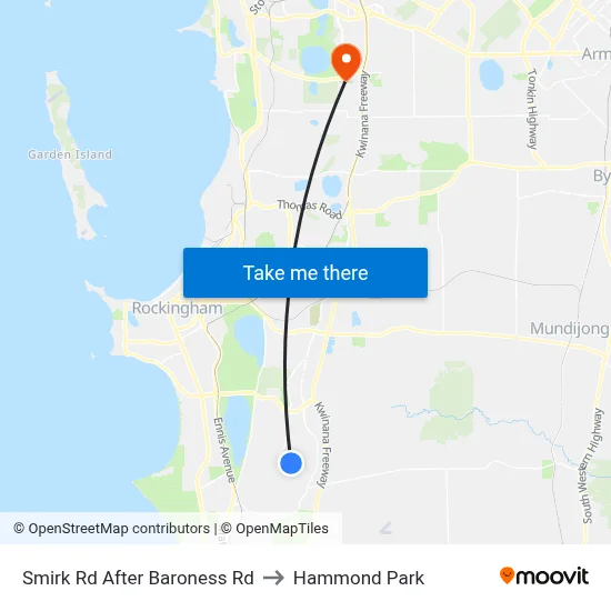 Smirk Rd After Baroness Rd to Hammond Park map